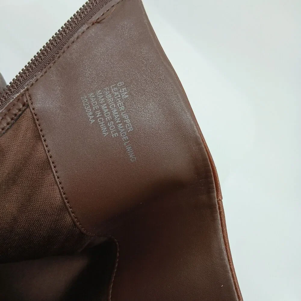 Gianni Bini Brown Leather Tall Riding Boots Womens Size 6.5M Stretch Calf